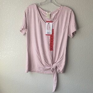 Matty M Women's Top Side Tie Short Sleeve T-Shirt Pink Size/M (CLOSET CLEAR OUT)